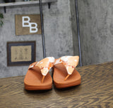 Fitflop Womens Lulu Flowerz Leather Toe-Post Sandals JE1-C36 Peach Orange 6M