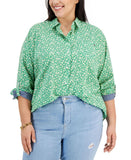 Tommy Hilfiger Womens Plus Size Cotton Printed Utility Shirt W2AMH530
