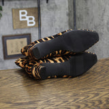 A New Day Block Heel Ankle Boots with Memory Foam Tiger Print Brown Multi 7M
