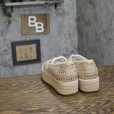 Toms Womens Valencia Platform Espadrille 10021921 Champagne Brown Metallic 7.5M