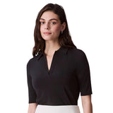 Calvin Klein Womens Crepe Jersey Polo Shirt Knit 44C221G Black L