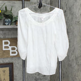 LC Lauren Conrad Womens Unlined Semi Sheer Woven Blouse Shirt Top White M
