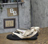 A New Day Womens Tarin Ankle Wrap Thong Sandals 92562724 Cream Black 6M