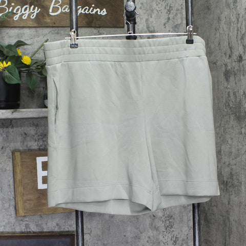 Belle By Kim Gravel Womens ScubaLuxe Wide Hem Knit 7" Shorts Green Tea 2X