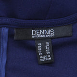 Dennis by Dennis Basso Womens Studded Knit Long Sleeve Midi Dress Navy Blue 16