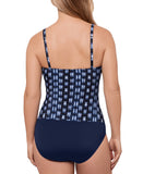 Swim Solutions Womens Printed Tummy-Control One Piece Swimsuit Shibori Blue 12