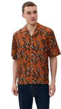 Officine Generale Button-Down Camp Shirt Rouille Iced Coffee Brown Multi S