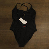 Red Carter Womens Shine Solids Front Button One Piece Swimsuit Black XL