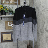 Izod Men's Textured Color Block Sweater IZFGB77R Black Colorblock XXL