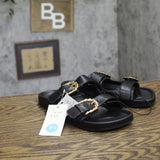 A New Day Double Band Buckle Slide Sandals with Memory Foam Insole Black 7.5M