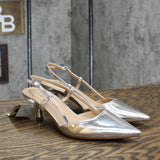A New Day Women's Annette Slingback Heels 89254857 Silver Gray 6M
