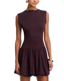 Aqua Womens Ponte Mock Neck Bubble Mini Dress YCGD5097 Brown S