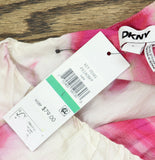 DKNY Womens Floral-Print V-Neck Cap-Sleeve Top May Watercolor Pink Multi L