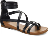 Style & Co. Womens Chelseaa Thong Ankle Strap Wedge Sandals Black Smooth 7M