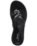 Clarks Womens Breeze Coral Thong Sandals Black / Brown 10M