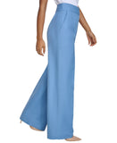 Calvin Klein Womens Linen-Blend Wide-Leg Pants S43PA994 Bayour Blue 16