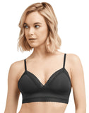 Maidenform Womens Lace Trim Triangle Rib Bralette Black 2XL
