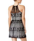 Trixxi Juniors Contrast Lace Tie-Back Dress Black 3