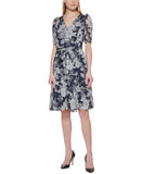 Tommy Hilfiger Floral-Print Chiffon Fit & Flare Dress Sky Captain Blue / Ivory 6