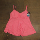 Swim Solutions Womens Textured Underwire Tankini Top Swim 806766 Guava Pink 16