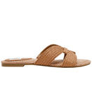 DV Dolce Vita Raffia Criss Cross Strap Flat Slide Sandals Cafe Brown 5.5M