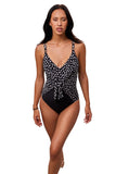 Magicsuit Saki Soft Cup Adjustable Strap One Piece Swimsuit Black / White 16