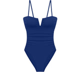 Lauren Ralph Lauren Womens V-Wire One-Piece Swimsuit 20401066 Blue Saturn 10