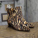 A New Day Womens Tigris Boots Ankle Block Heel Boots Brown Tiger Multi 8M