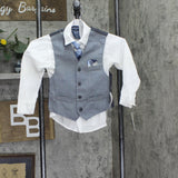 Nautica Sharkskin Vest Shirt Tie and Pants 4-Piece Suit Set Gray Blue Multi 5