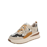 Blowfish Malibu Platform Sneaker with Chunky Sole Tan / Gold Multi Suede 6.0 M