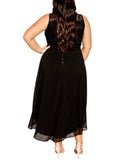 City Chic Womens Trendy Plus Size High-Low Keyhole Belted Lace Dress Black 18W