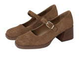 Steve Madden Womens Suede Lisbon Block Heel Loafers LISB02S1 Chesnut Brown 9M
