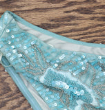 Adrianna Papell One Shoulder Side Slit Dress Gown Aqua Luster Blue 14