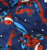 Marvel Boys Button Up Spider Man Christmas Pajama Shirt Top Blue 10