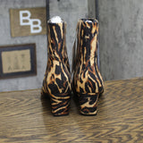 A New Day Womens Tigris Boots Block Heel Ankle Tiger Print Brown Multi 7.5M