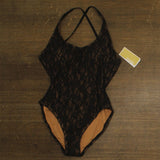 Michael Michael Kors Womens Lace Cross Back One Piece Swimsuit Black / Brown 6