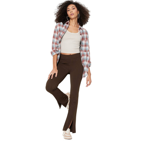 Wild Fable Womens High-Waisted Ribbed Flare Leggings 90903161 Dark Brown XL