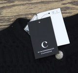 C By Private Label 2-Ply Cashmere Crochet Cardigan Button Front Sweater Black S