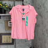 Gap Womens Collared Short Sleeve Blouse Shirt 1770095 Pink XL