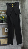 Aqua Bandeau Button Front Strapless Jumpsuit PI6812BL Black M