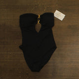 Becca Womens Rock Solid Embelem Buckle One-Piece Swimsuit 361067 Black S