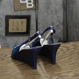 AK Anne Klein Womens Vintage Patent Strappy Wedges 1673d85fa81e1a Blue 6M