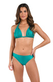 La Blanca Womens Earth Goddess Halter Bikini Swimsuit Top Teal Blue Green 8