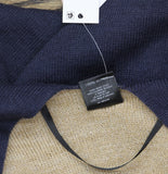 Aqua Womens Acrylic Reversible Knit Ruana 494127 Navy Blue / Camel Brown