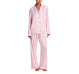 Aqua x Wicked Womens Striped Long Sleeve Pajama Shirt 12958 Pink S