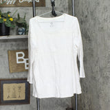 Isaac Mizrahi Live! Pima Cotton Long Sleeve T-Shirt Shirt Top Pearl Off White 1X