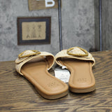 A New Day Bennie Buckle Slide Sandals with Memory Foam Insole Beige Brown 11M