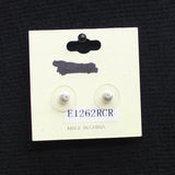 Fresh Collection Flower Petal Studded Post Earrings Silver Gray / Clear .5