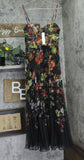 Aqua Pleated Floral Maxi Dress IDM12073 Black Multi L
