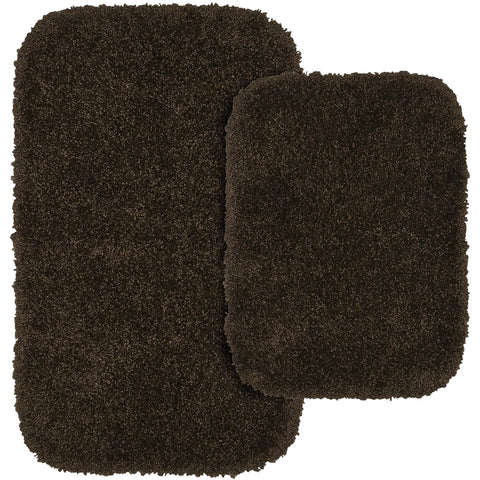 Garland Rug Shaggy Washable Nylon Bath Rug Set Chocolate Brown 2-Piece